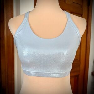NWOT Zumba Fitness Shiny Silver Sports Bra Spicy/Small